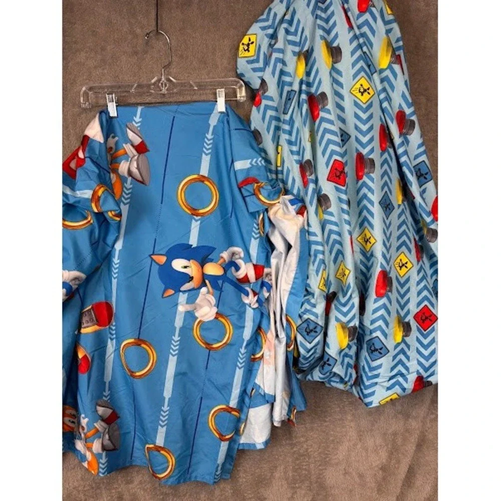 Sonic the Hedgehog Twin Sheet Set 4pc Fitted Flat 2 Pillowcases Sega Blue Kids